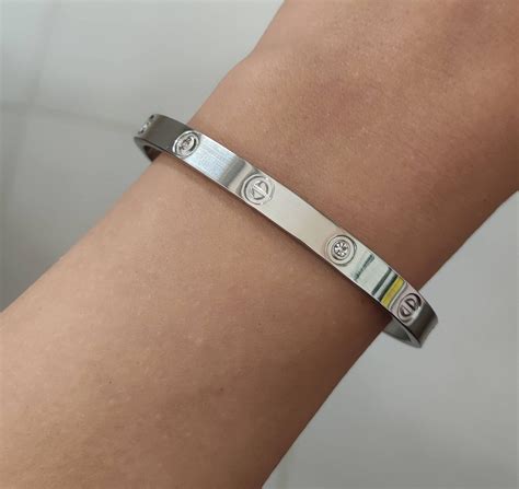 silver love bracelet for women